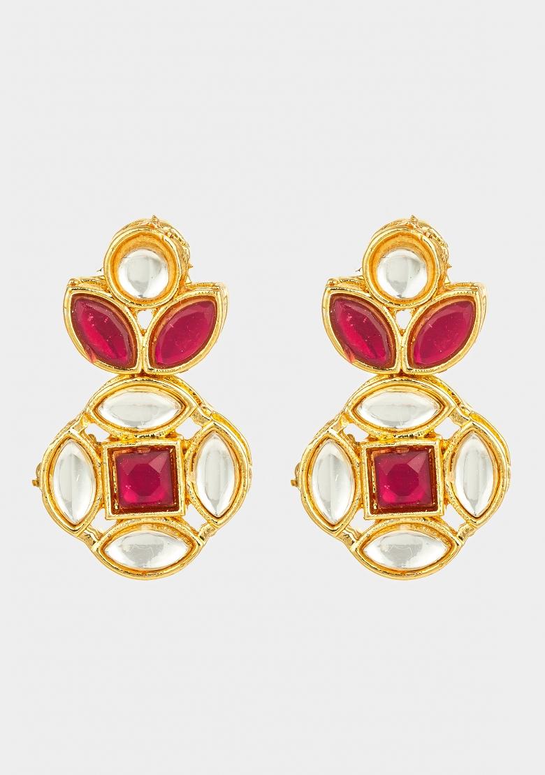 Red Gold Plated Alloy Studs - Indya