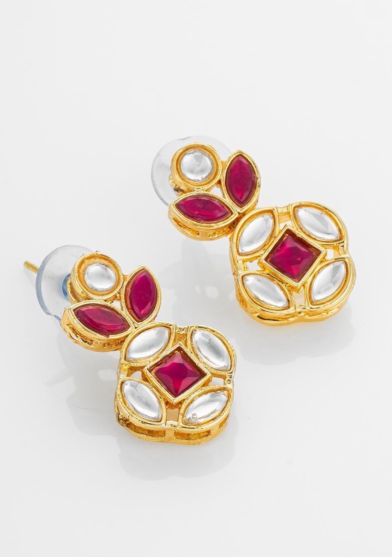 Red Gold Plated Alloy Studs - Indya