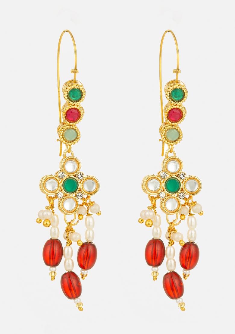Multicolor Gold Plated Alloy Earrings - Indya