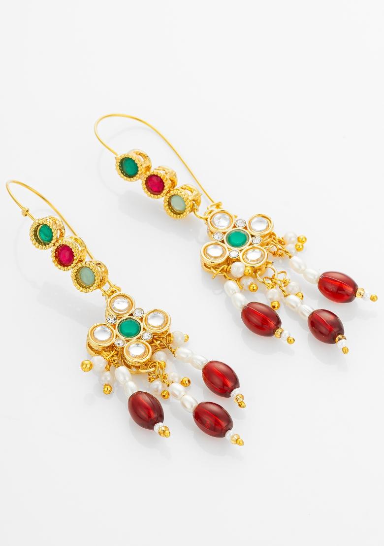Multicolor Gold Plated Alloy Earrings - Indya