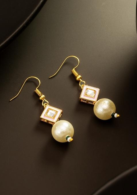 Pink Gold Plated Alloy Drop Earrings