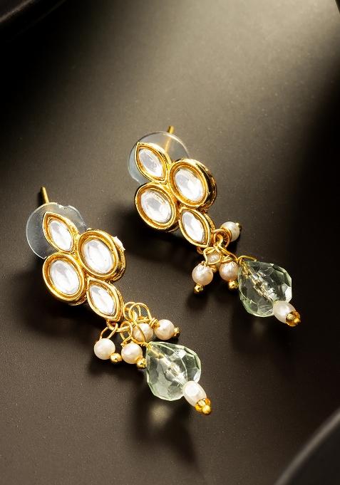 Green Gold Plated Alloy Drop Earrings