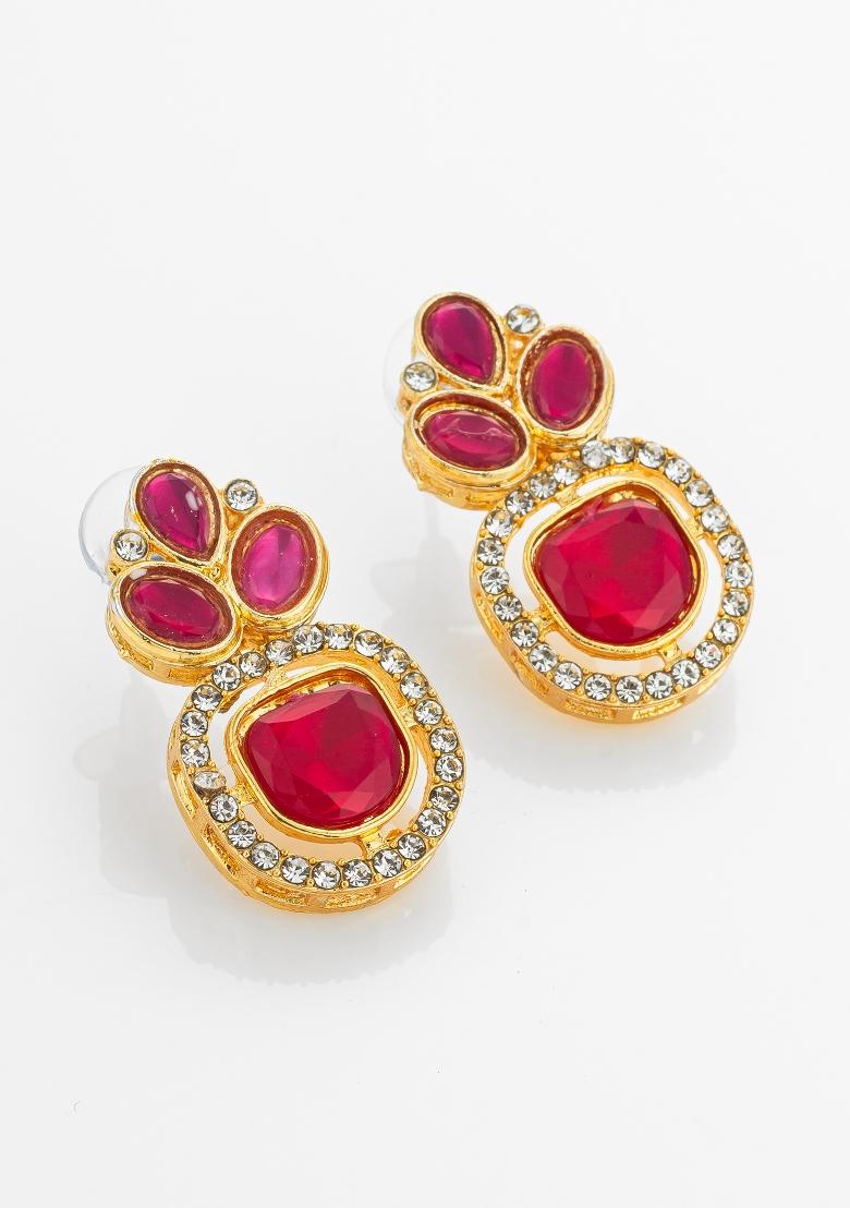 Red Gold Plated Alloy Studs - Indya