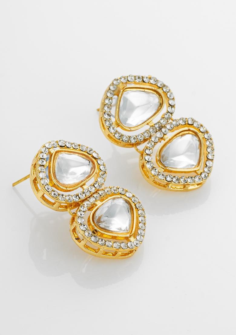White Gold Plated Alloy Studs - Indya