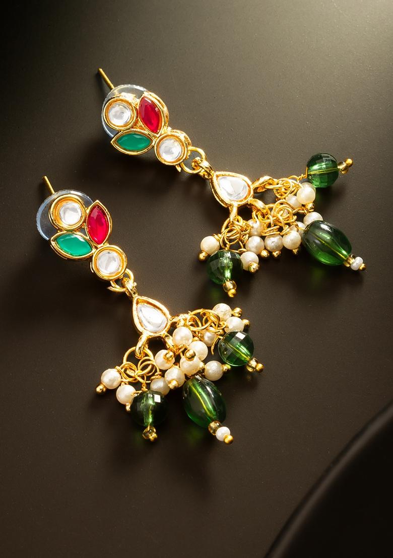 Multicolor Gold Plated Alloy Earrings - Indya