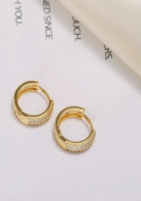 18K Gold Plated Anti Tarnish 16Mm Diameter Zircon Hoop Earrings