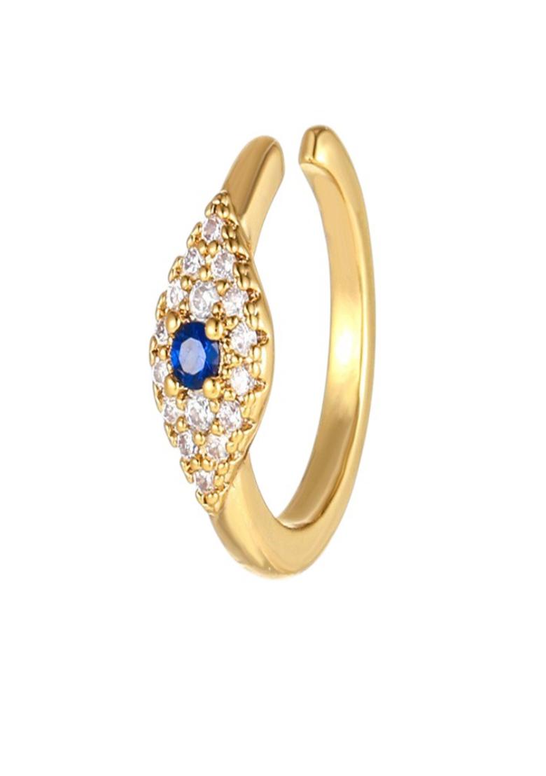 18K Gold Plated Anti Tarnish Zircon Evil Eye Cuff Earring Single - Indya