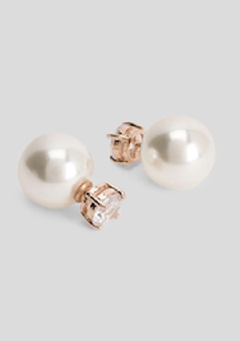 Gold Plated Geometric Earjacket Stud Earrings - Indya