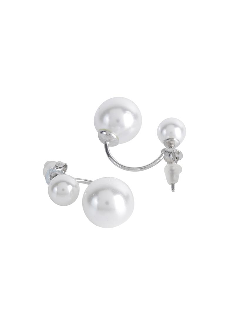 Silver Plated White Handcrafted Jacket Earrings - Indya