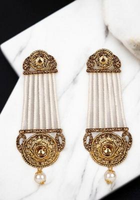 Stylish Gold Plated Pearl Zirconia Beads Alloy Drops Dangler