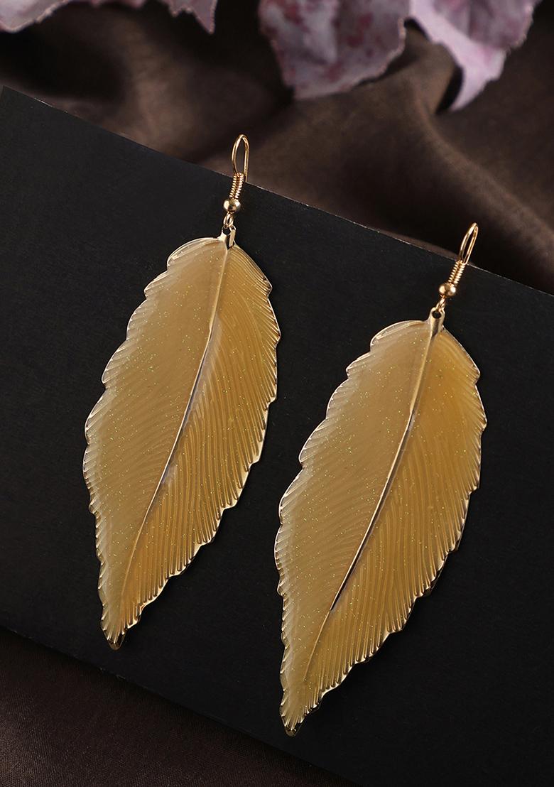 White Feather Drop Earring - Indya