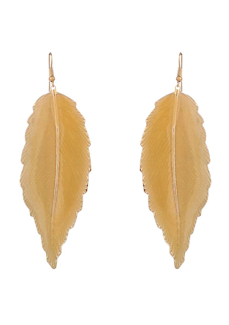 White Feather Drop Earring - Indya