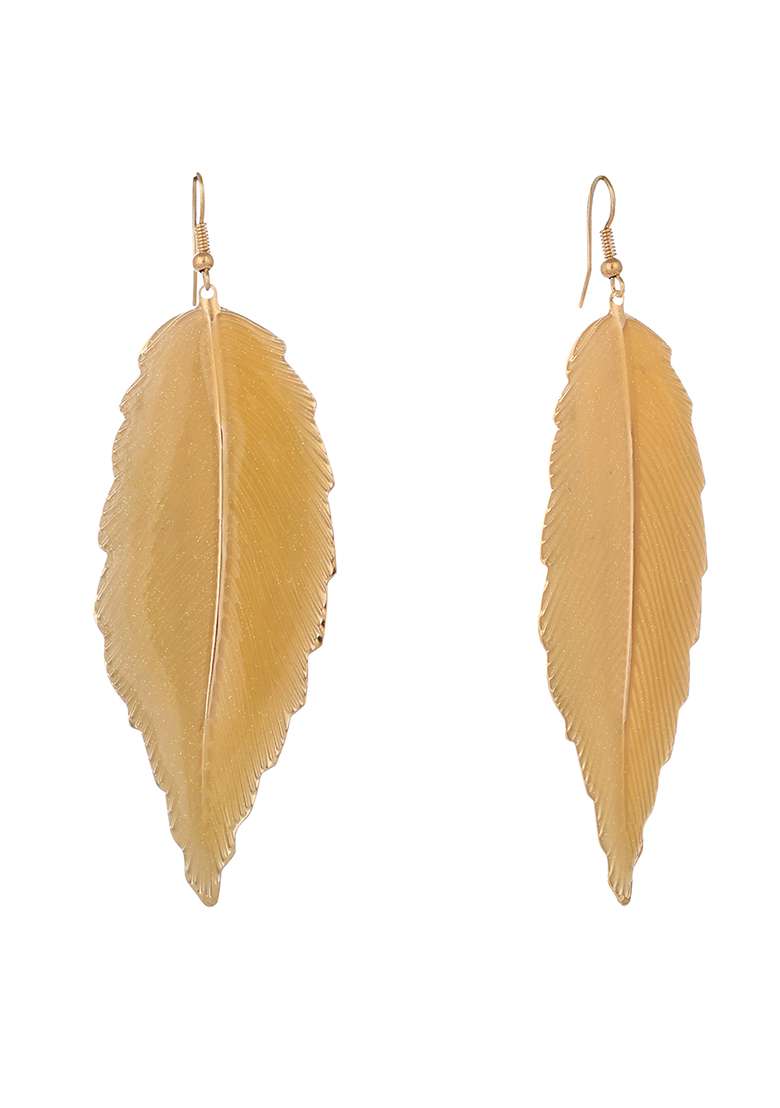 White Feather Drop Earring - Indya