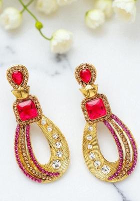 Gold Plated Enamelled White Drop Earring