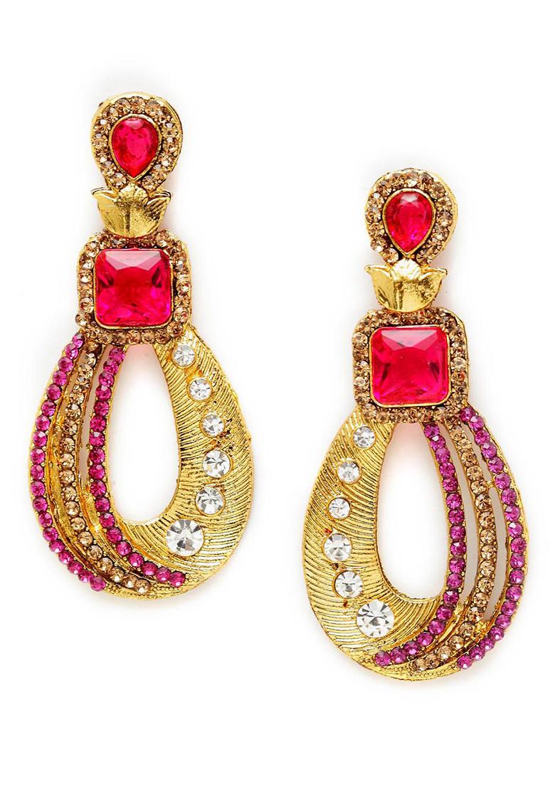 Gold Plated Enamelled White Drop Earring - Indya