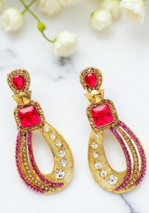 Gold Plated Enamelled White Drop Earring