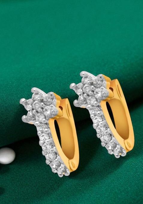 Gold Toned Aftificial Stone Classic Stud Earring