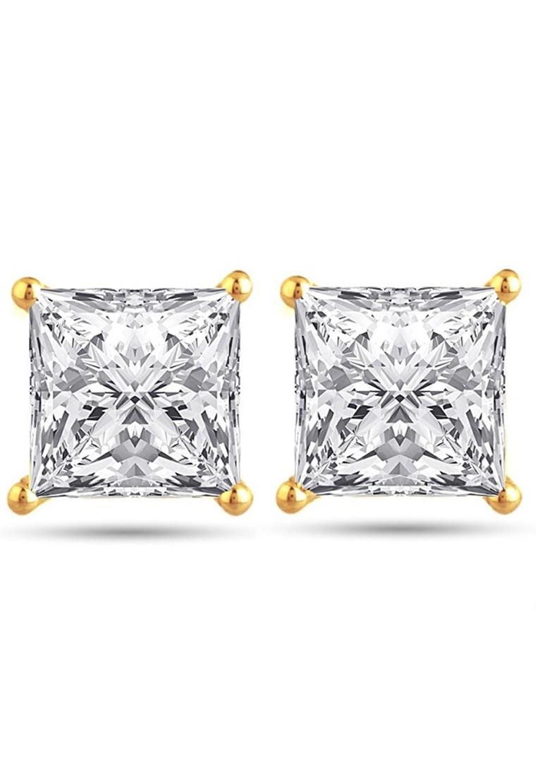 Gold Toned Aftificial Stone Classic Stud Earring - Indya