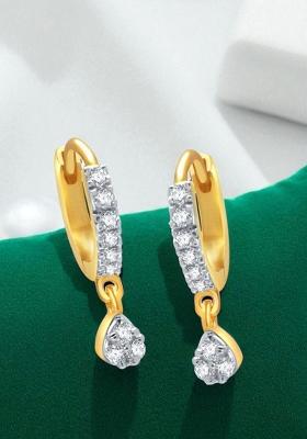 Gold Toned Aftificial Stone Classic Stud Earring