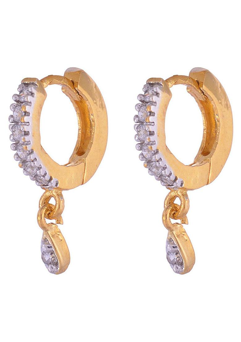 Gold Toned Aftificial Stone Classic Stud Earring - Indya