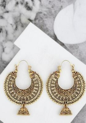 Gold Plated Traditional Look Enamelled Jhumka Chandbaali Earring