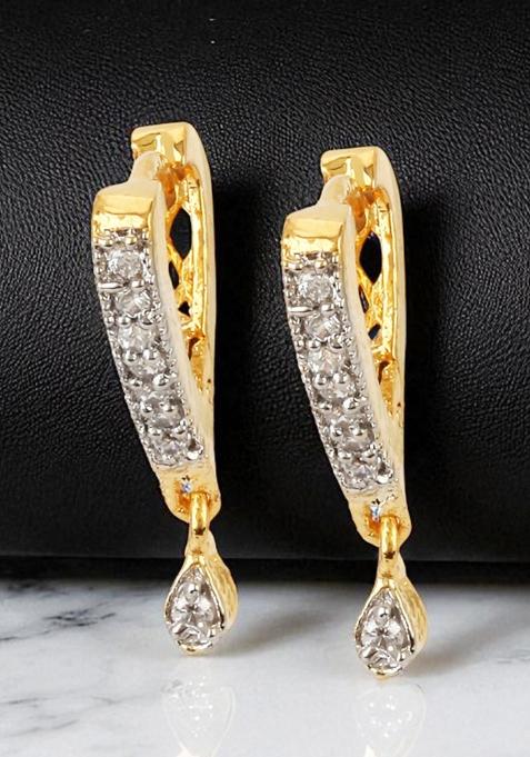Gold Plated Cubic Zircornia Studded Classy Drop Earring