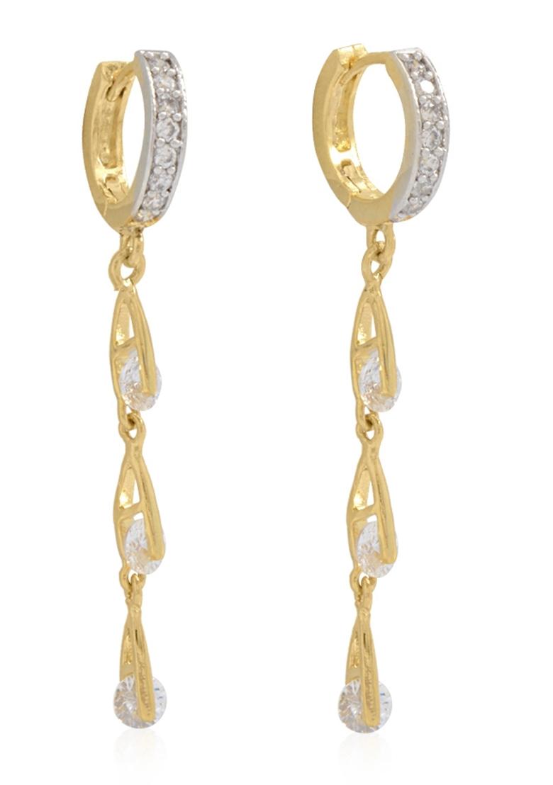 Gold Plated Atificial Stones Studded Drop Earring - Indya