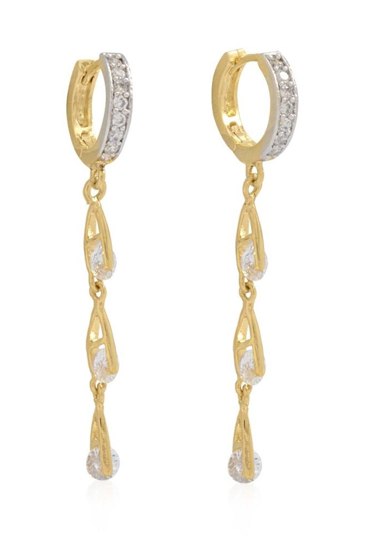 Gold Plated Atificial Stones Studded Drop Earring - Indya