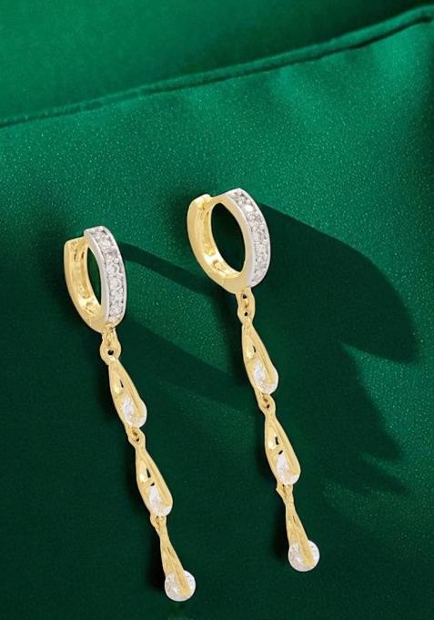 Gold Plated Atificial Stones Studded Drop Earring