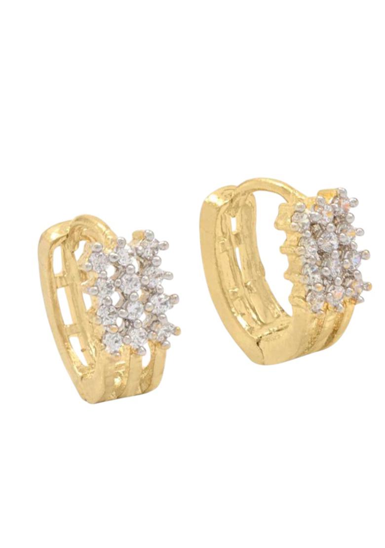 Gold Plated Atificial Stones Studded Stud Earring - Indya