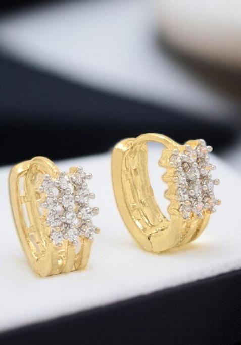Gold Plated Atificial Stones Studded Stud Earring