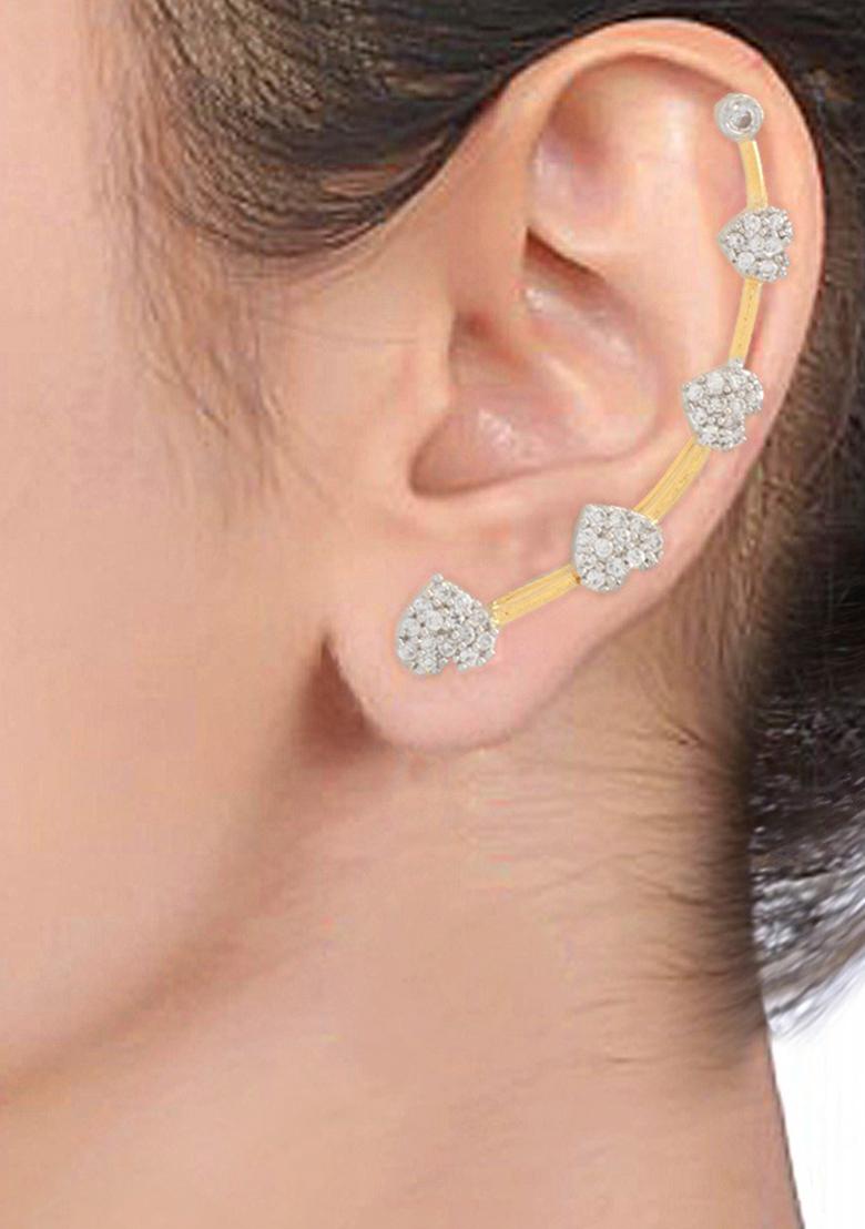 Gold Plated Atificial Stones Studded Stud Earring - Indya