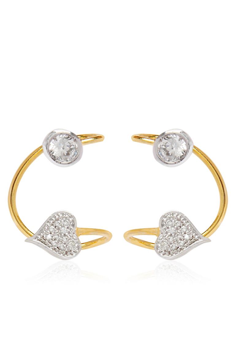 Gold Plated Atificial Stones Studded Stud Earring - Indya