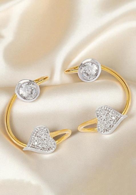 Gold Plated Atificial Stones Studded Stud Earring