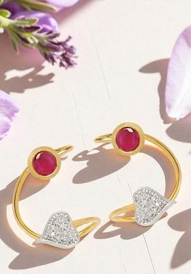 Gold Plated Atificial Stones Studded Stud Earring