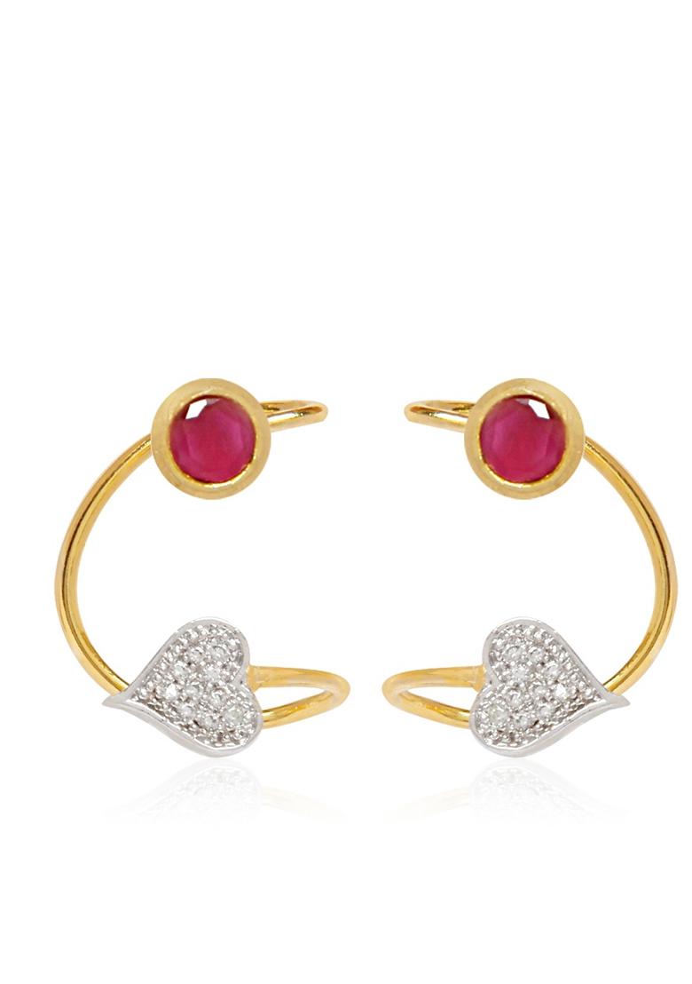 Gold Plated Atificial Stones Studded Stud Earring - Indya