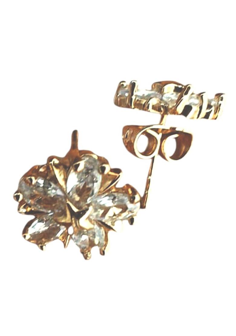 Gold Plated American Diamond Cz Stone Studded Stylish Stud Onesize White - Indya