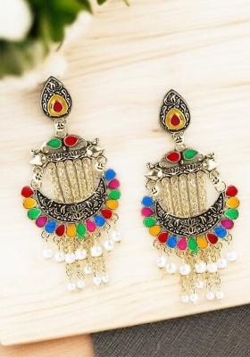 Gold Plated Stylish Traditional Multicolour Dangle