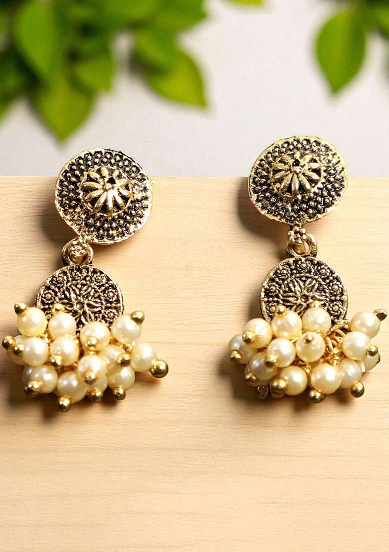 Designer Antique Polish Designer Small Jhumka Earring - Indya