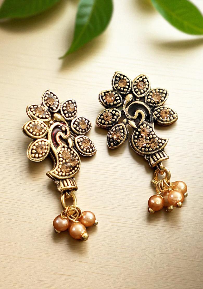 Designer Antique Polish Designer Small Drop Earring - Indya