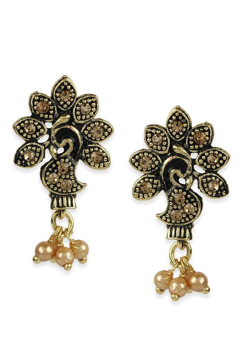 Designer Antique Polish Designer Small Drop Earring - Indya