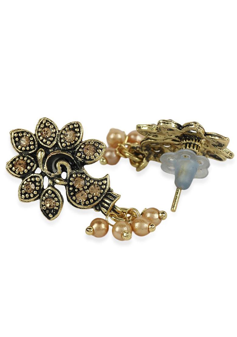 Designer Antique Polish Designer Small Drop Earring - Indya