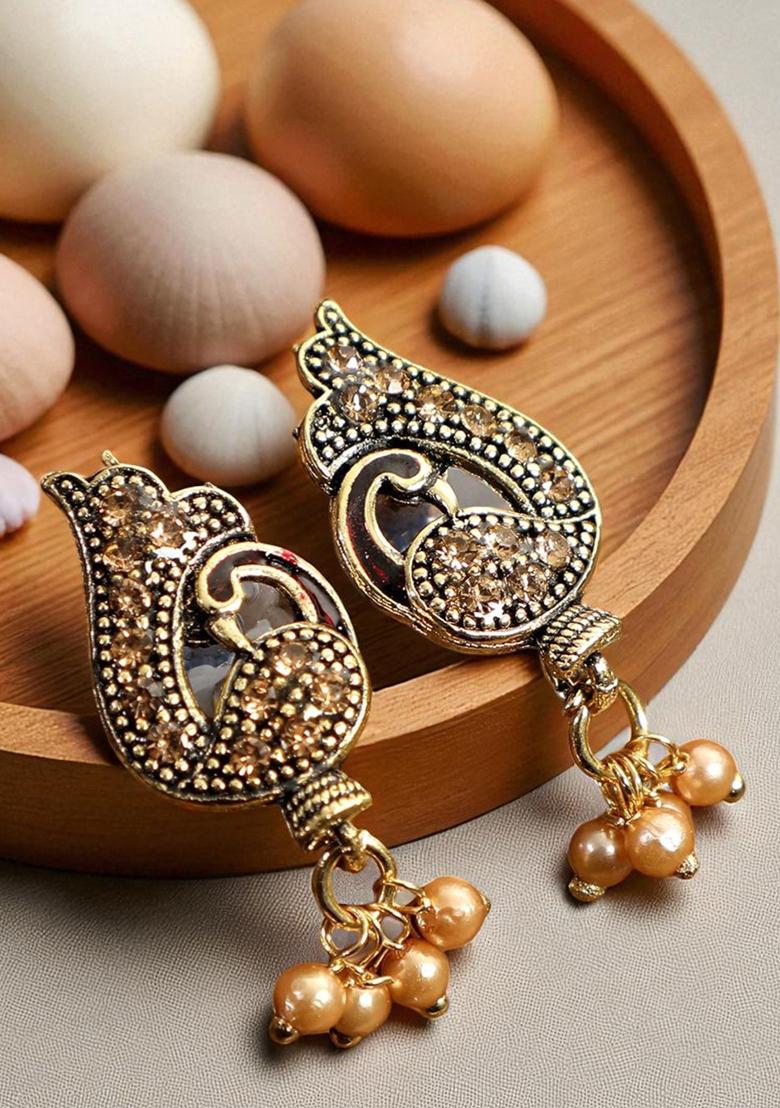 Designer Antique Polish Designer Small Drop Earring - Indya