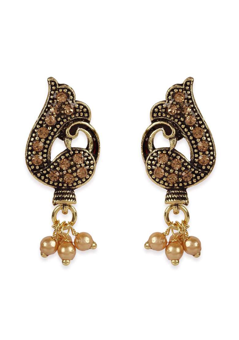 Designer Antique Polish Designer Small Drop Earring - Indya