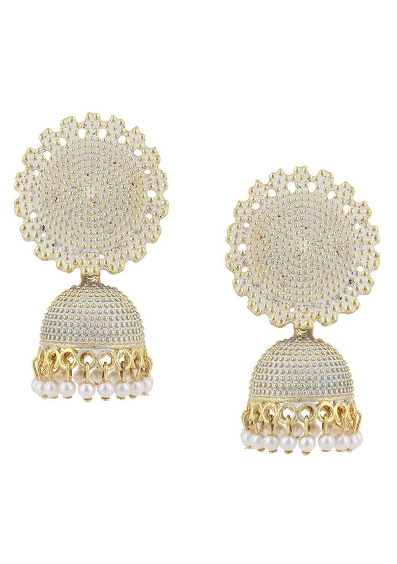 Traditional Gold Plated Enamelled Party Wear Earring - Indya