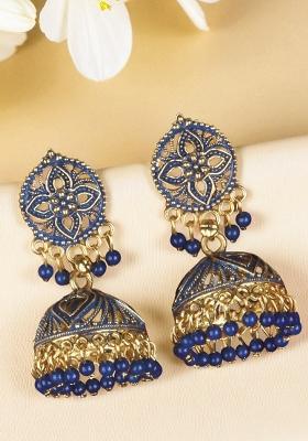 Traditional Gold Plated Enamelled Party Wear Jhumka Earring