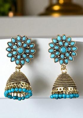 Traditional Gold Plated Enamelled Party Wear Jhumka Earring