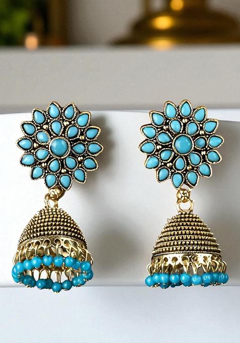 Traditional Gold Plated Enamelled Party Wear Jhumka Earring