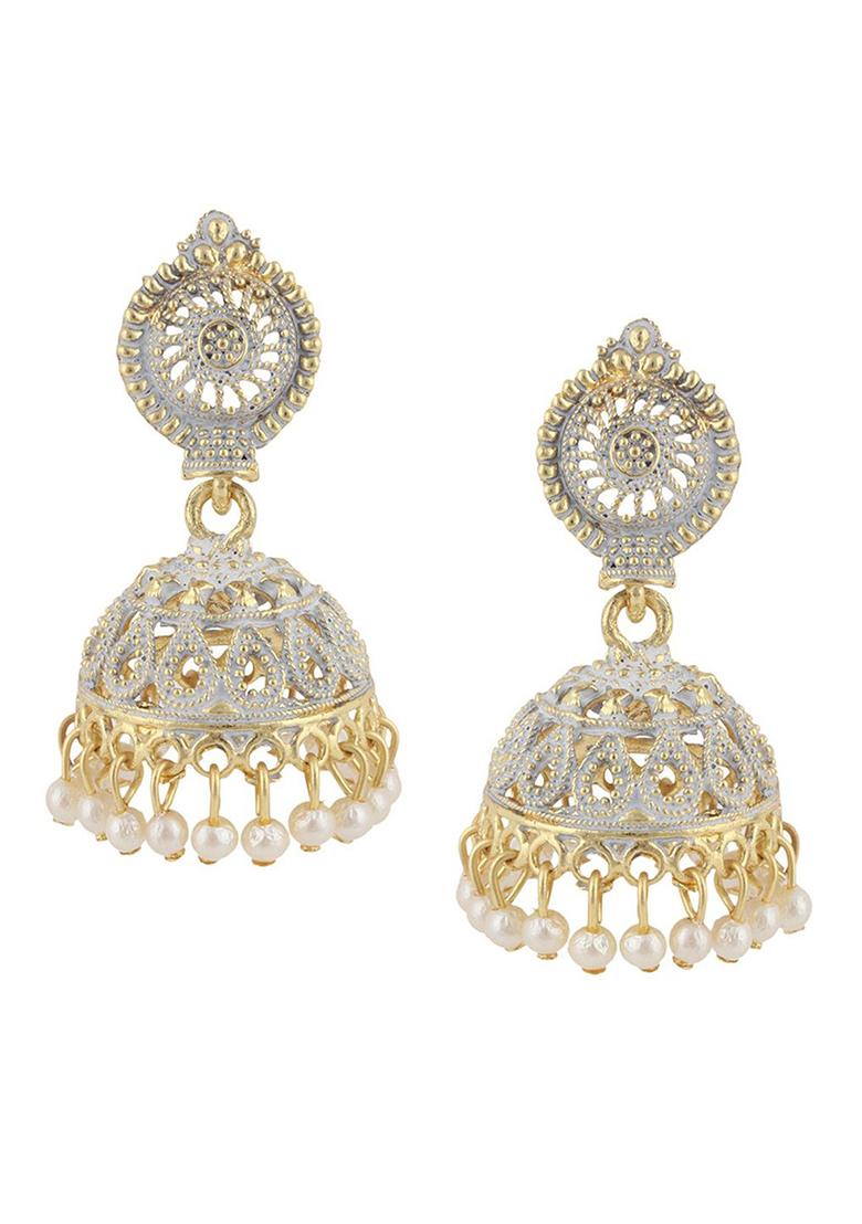 Anikas Creation Traditional Gold Plated Enamelled Party Wear Jhumka Earring - Indya