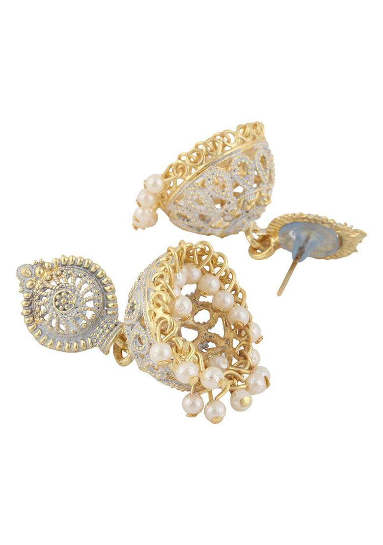 Anikas Creation Traditional Gold Plated Enamelled Party Wear Jhumka Earring - Indya